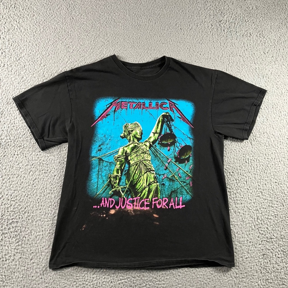Bravado Metallica T-Shirt Men L And Justice For All Graphic Black Metal Band T